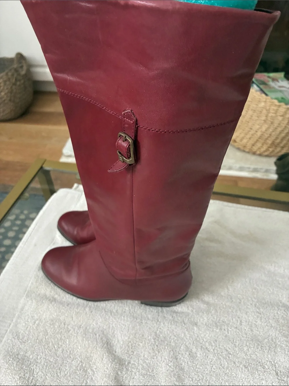 Etienne Aigner Burgundy Over-the-Knee Leather Boots